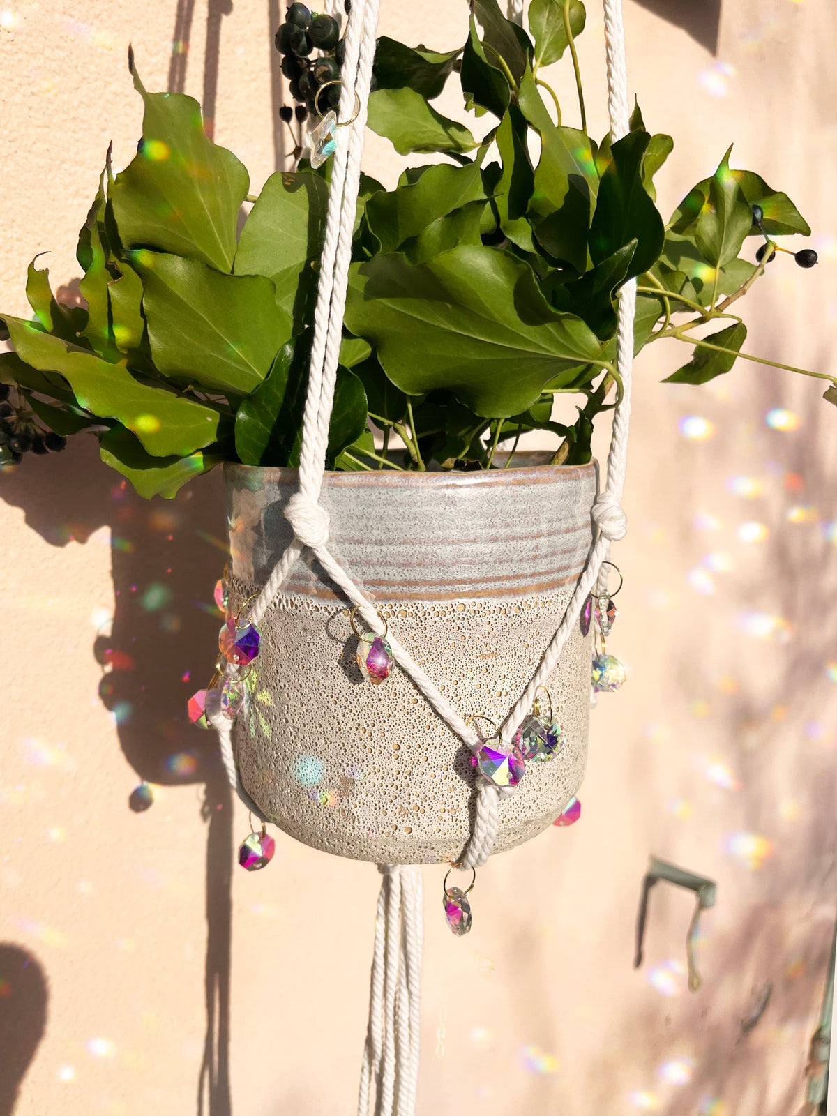 Suspension macramé pot - Attrape soleil
