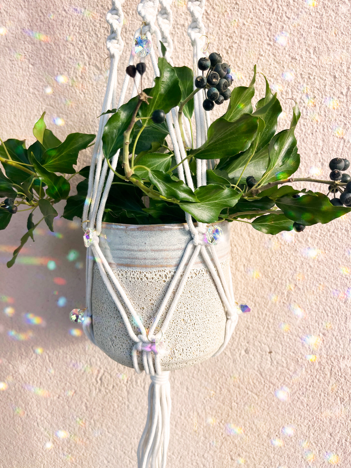 Suspension macramé pot - Attrape soleil